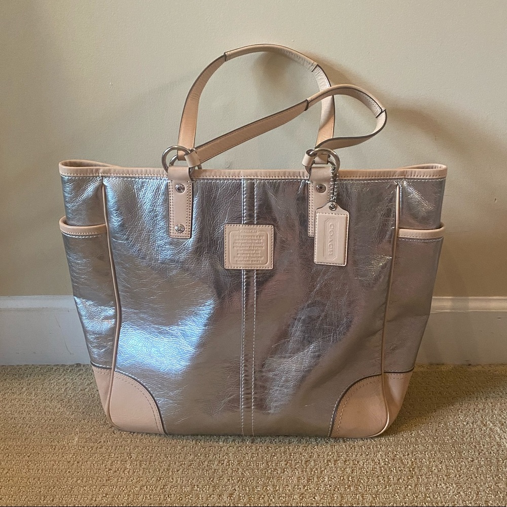 Silver COACH Tote Bag